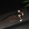Wooden Flower Hairpin with Dangling Charm