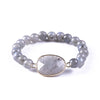 Natural Labradorite and Amethyst Beaded Bracelet