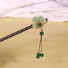 Floral Wood Hairpin with Tassel, Traditional Chinese Style