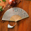 Chinese Style Bamboo Folding Fan with Silk Leaf and Tassel
