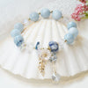 Crystal Flower Bracelet with Leaf Charm