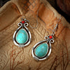 Vintage Teardrop Earrings with Turquoise-Style Stone and Silver-Tone Metal