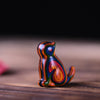 Hand-Carved Rainbow Wood Cat Figurine