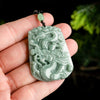 Jade Dragon Pendant Necklace, Bean Green Carved Chinese Zodiac