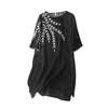Embroidered Cotton Linen Midi Dress with Split Hem