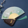 Bamboo Folding Hand Fan with Lotus, Jasmine or Begonia Motif
