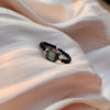 Cat Beaded Ring with Mother of Pearl and Crystal