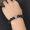 Lava Rock Bracelet with Silver-Tone Fish Scale Bead