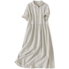Summer Buttons Design Short Sleeve Midi Dress With Pockets