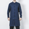 Men's Linen Mid-length Coat Frog Button Zen Clothing Fall Outerwear
