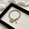 Jade Peace Buckle Bracelet with Flower Charm