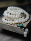 108 Bodhi Seed Mala Bracelet White Apple Beads Handmade
