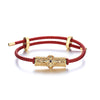 Geometric Copper Charm Bracelet with Red String