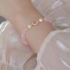 Pink Beaded Bracelet with Gold-Tone Charm, Single or Double Layer
