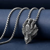 Vintage Dragon Head Pendant Necklace, Silver-Tone Zinc Alloy