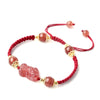 Strawberry Crystal Pixiu Charm Lucky Red String Bracelet