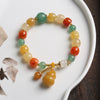 Golden Silk Jade Gourd Charm Bracelet