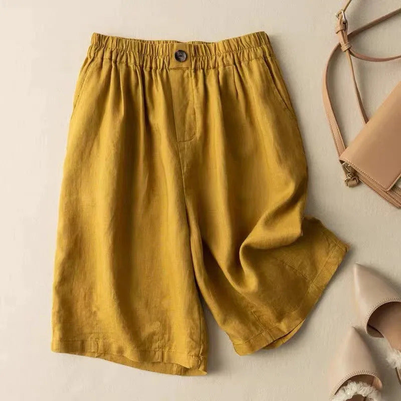 Women's Cotton Linen Shorts for Summer