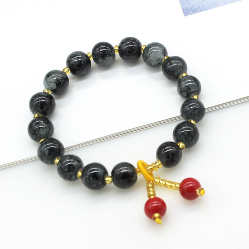 Liuli Glass Bead Bracelet with Cherry Charm