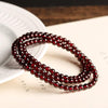 Faux Garnet Triple Wrap Bracelet with Multicolor Beads