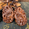 Carved Double Dragon Jujube Wood Pendant