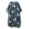Floral Print Linen Dress with Frog Buttons and Side Slits