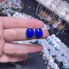 Oval Lapis Lazuli Stud Earrings, Copper Post