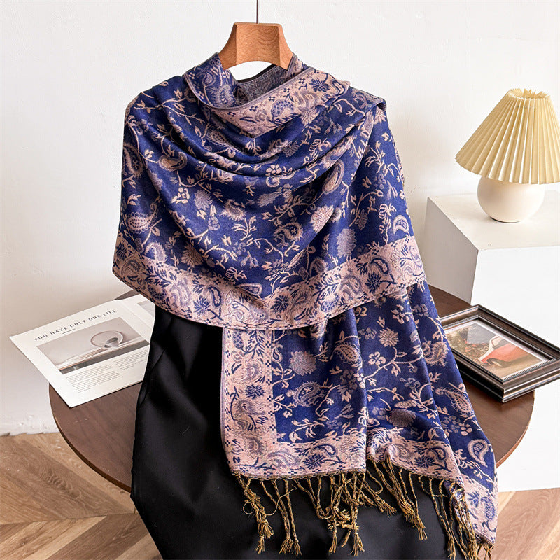 Paisley Pattern Long Scarf Shawl With Tassels