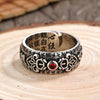 Adjustable Copper Vajra Ring with Red Stone