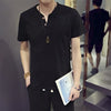 Men's Linen Short Sleeve Shirt Casual Summer Half Sleeve T-Shirt