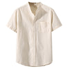 Men's Short Sleeve Button Down Cotton Linen Shirt