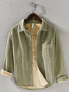 Men's Fleece Lined Corduroy Shirt Long Sleeve Warm Winter Top