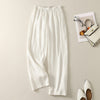 Cotton Linen Wide Leg Pants with Pockets for Women
