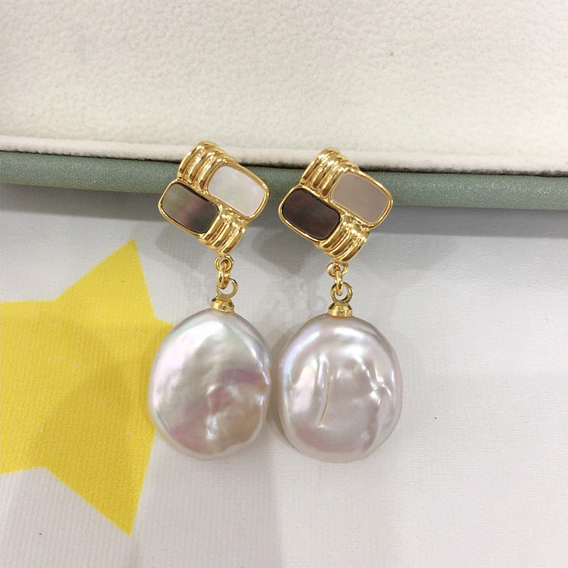 Baroque Pearl Drop Earrings with 925 Silver Posts