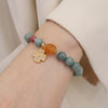 Four Leaf Clover Charm Prosperity Bracelet with Stone Beads