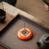 Persimmon Ceramic Incense Burner, Chinese Style Home Decor