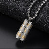 Titanium Steel Prayer Wheel Necklace with Lotus and Mantra