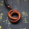 Hand Carved Wood Pendant with Yin Yang Circle