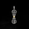 Silver-tone Tibetan Dorje Vajra pendant with gold-tone center on a chain