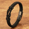 Braided Leather Bracelet with Infinity Knot Clasp