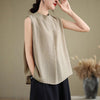 Casual Plain Back Button Design Stand Collar Women's Sleeveless Vest