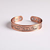 Antique copper open cuff bracelet with engraved horse pattern