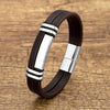 Brown Leather Steel Buckle Balance Bracelet
