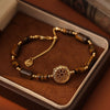 Tiger Eye and Copper Bead Bracelet with Gold-Tone Charm