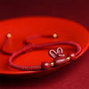 Handmade Cinnabar Rabbit Bracelet, Chinese Zodiac Red Rope