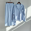Women's Cotton Linen Meditation Set Long Sleeve Shirt Pants
