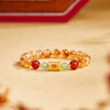 Citrine Red Agate Silver Bead Bracelet