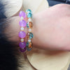 Chalcedony and Glass Bead Bracelet with Flower Charm