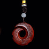 Carved Zambian Red Sandalwood Crescent Pendant Necklace