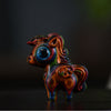 Hand-Carved Rainbow Wood Cat Figurine